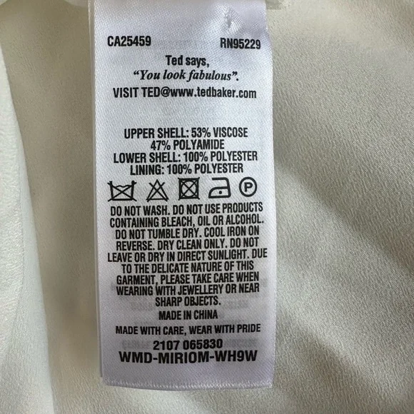 TED BAKER white/ivory asymmetric one shoulder pleated midi dress size 4 (12) NWT - Picture 12 of 12